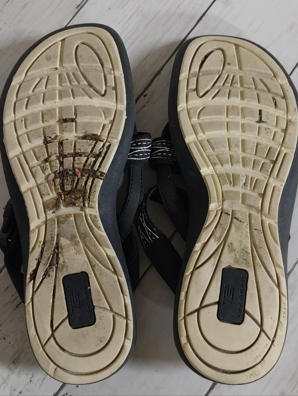 Tek Gear Thong Flip Flops Women Size 8 Black Gray Sandal Flip Flop - Picture 5 of 5